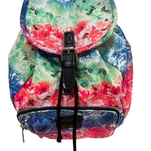 VS Pink Floral Mini Backpack Rainbow Tie Dye Festival Bag Y2K Coquette NWOT - Picture 4 of 6